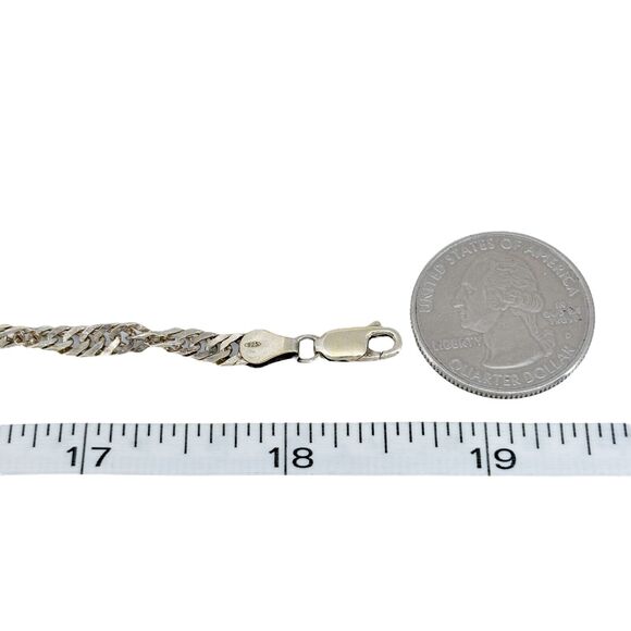 Vintage Italy Sterling Silver 925 4.4mm Singapore Chain Necklace 18.5" - Picture 3 of 3